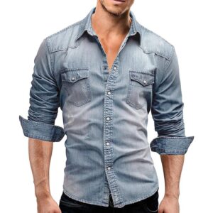 Classic Long Sleeve Denim Button-Up
