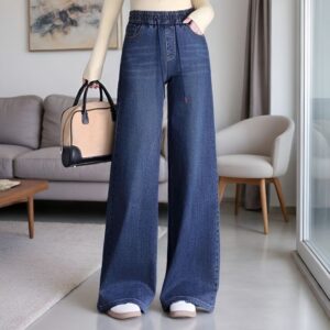 Women's Tailored Wide-Leg Palazzo Denim Pants