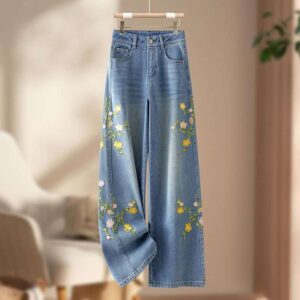 Vintage Wash Flare Denim Trousers