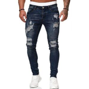 Distressed Slim Fit Ripped Jeans